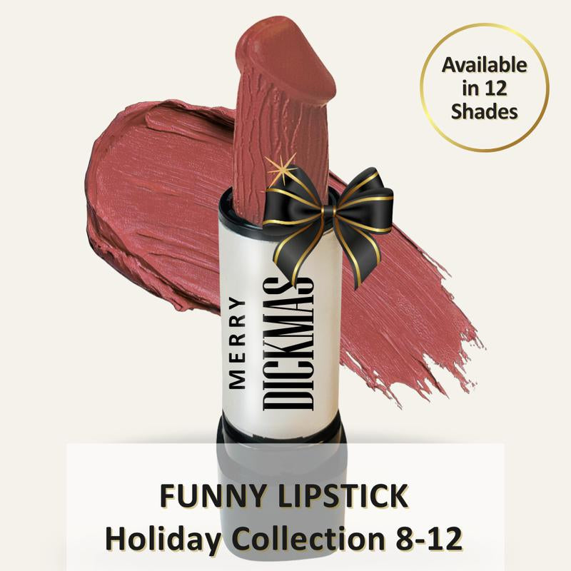 Funny Lipstick Holiday Collection – Browns & Neutrals | Everyday, Wearable Shades with a Holiday Twist | Naughty Stocking Stuffer for Women & Dirty Santa Gift