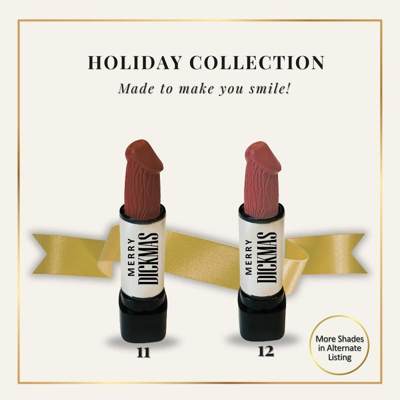 Funny Lipstick Holiday Collection – Browns & Neutrals | Everyday, Wearable Shades with a Holiday Twist | Naughty Stocking Stuffer for Women & Dirty Santa Gift